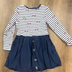 Girls Mini Boden 6-7Y Rainbow Dress with Buttons